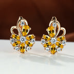 Rose Ring Colorful Flower Drop-shaped Zircon Earrings Gronata