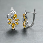Rose Ring Colorful Flower Drop-shaped Zircon Earrings Gronata