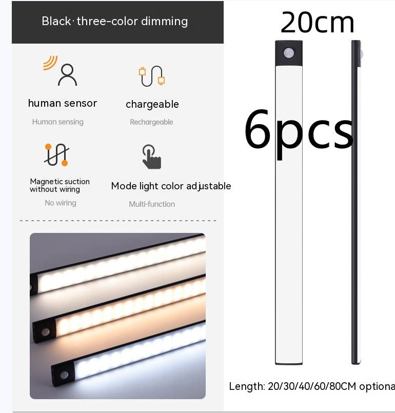 Smart Infrared Sensor Lamp Wireless Magnetic Long Cabinet Light With Rechargeable Hallway Wardrobe Gronata