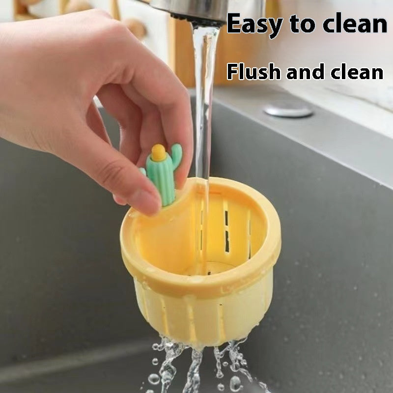 Cactus Sink Drain Strainer Press Automatic Dumping Basket Multi-functional Use Filter Net For Tub Kitchen Waste Collector Kitchen Gadgets Gronata