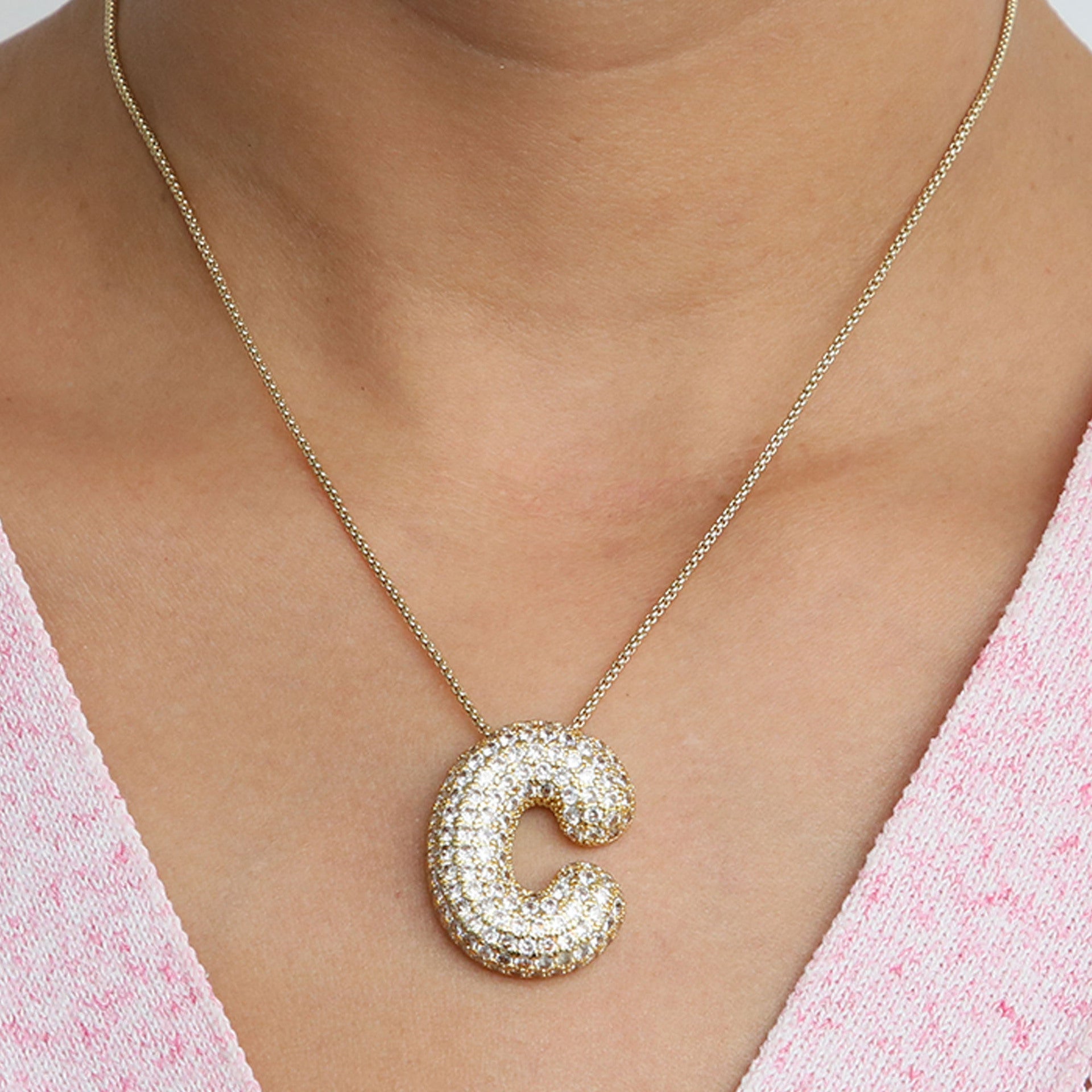 Bubble Initial Diamond Necklace Gronata