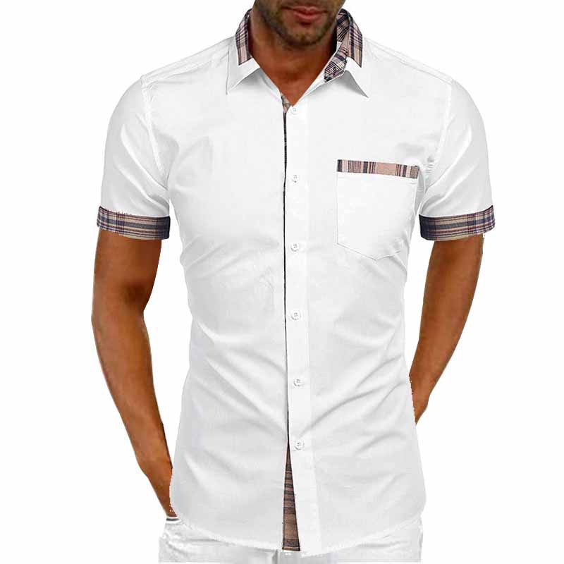 Men's Short Sleeve Contrast Fashion Button-Up Shirt Gronata
