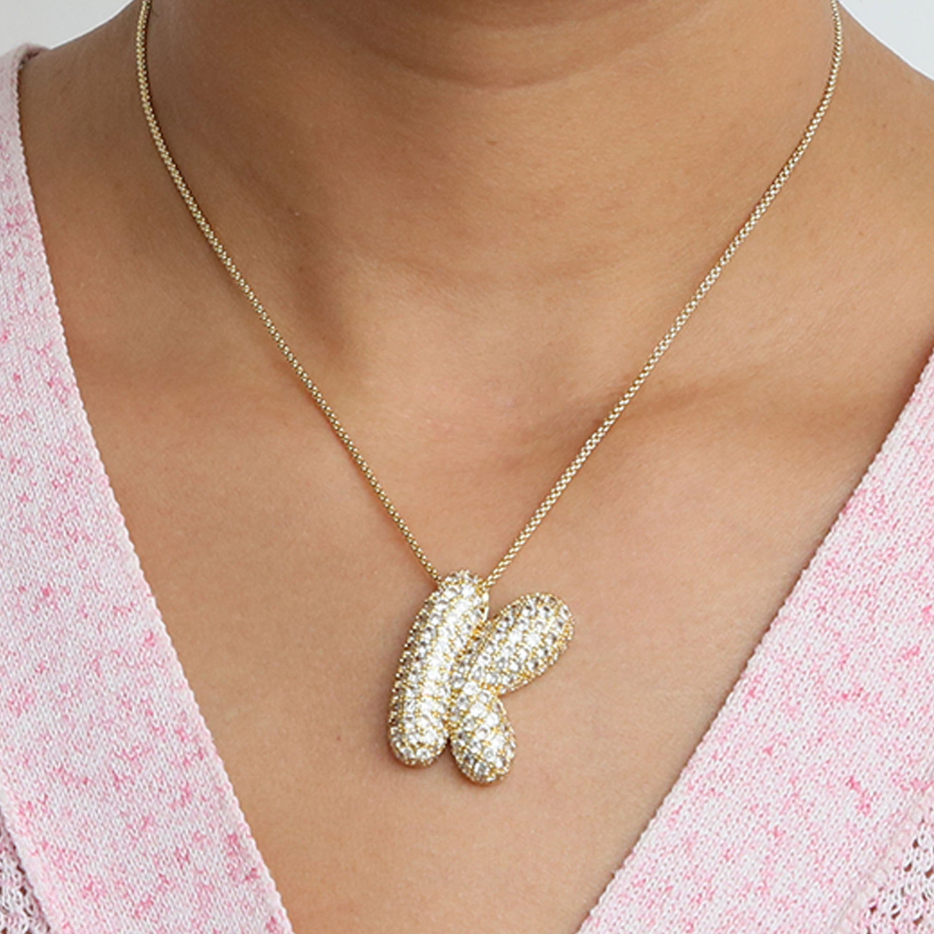 Bubble Initial Diamond Necklace Gronata