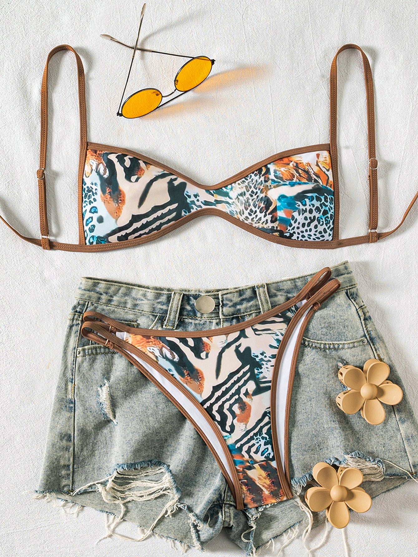 Tube-top Backless Lace-up Sexy Bikini Two-piece Swimsuit Gronata