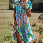 Women's Artistic Ethnic Style Scoop Mid-length Dress Gronata