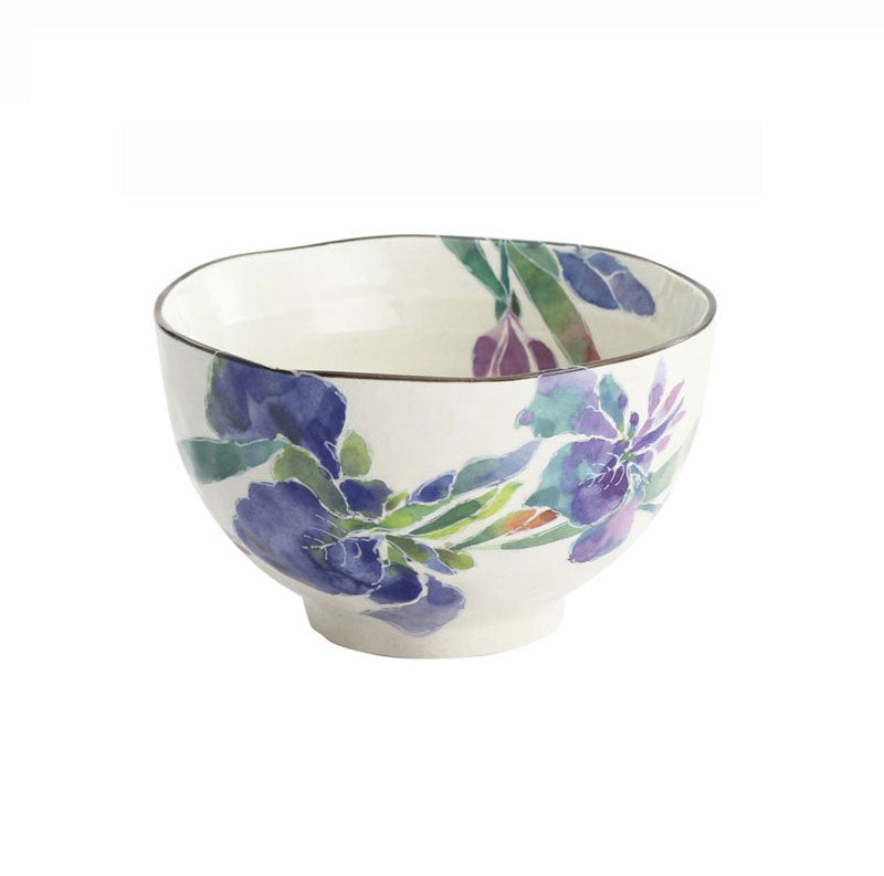 Japanese Mino-yaki Handmade Home Multicolored Ceramic Rice Bowl Soup