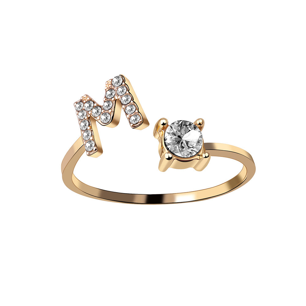 New Design Adjustable 26 Initial Letter Ring Fashion Jewelry For Women Simple Elegant Jewelry Gronata