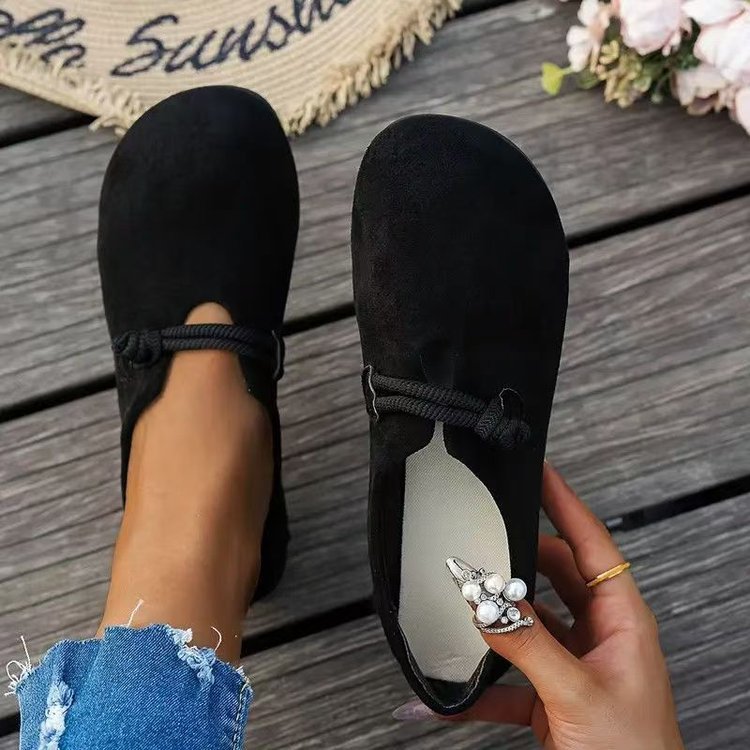 Ultra-soft Sweet Suede Round-toe Flat Lace-up Womens Shoes Gronata