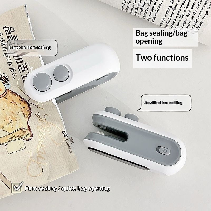 Mini 2 In 1 Sealer Heat Sealer Bag Opening Machine For Snacks Home USB Sealer Vacuum Sealer Snacks Plastic Bag Heat Sealer Gronata