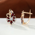Rose Ring Colorful Flower Drop-shaped Zircon Earrings Gronata