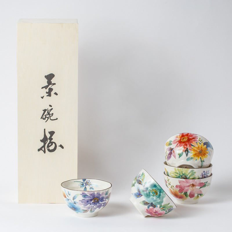 Japanese Mino-yaki Handmade Home Multicolored Ceramic Rice Bowl Soup