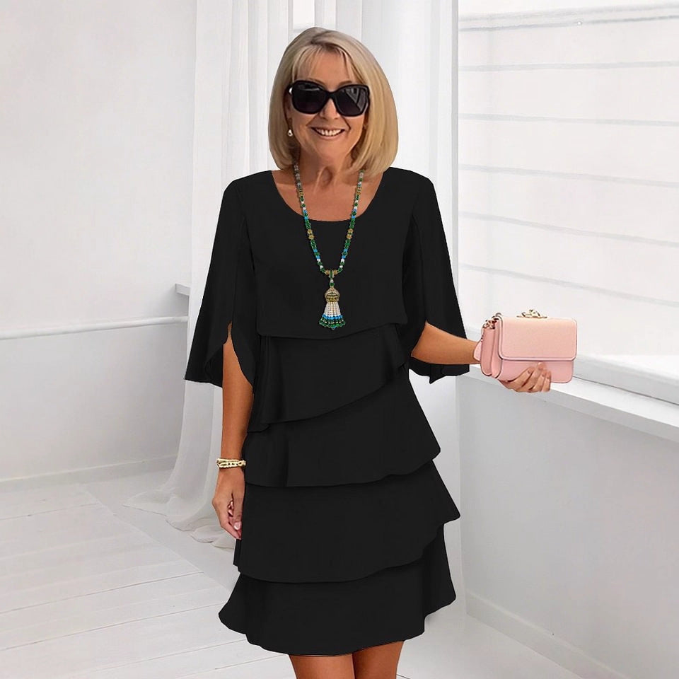 Round Neck Cake Skirt Spliced Dress Women's Clothing Gronata