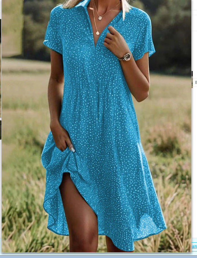 Women's Artistic Ethnic Style Scoop Mid-length Dress Gronata