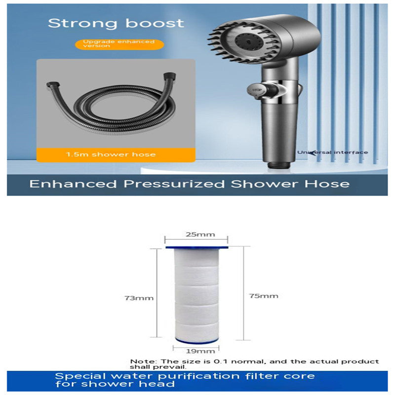 The Third Gear Adjustable Strong Supercharged Shower Head Household Bath Shower Hose Shower Head Gronata