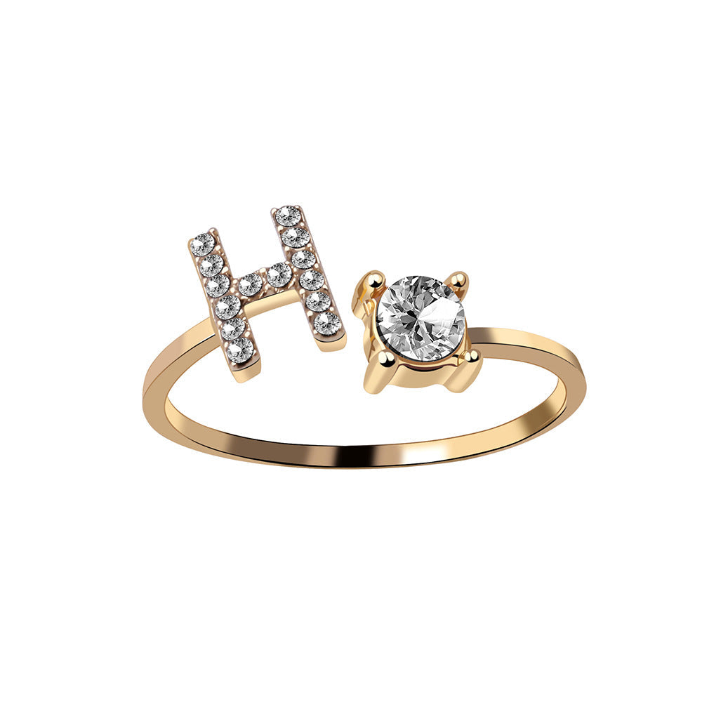 New Design Adjustable 26 Initial Letter Ring Fashion Jewelry For Women Simple Elegant Jewelry Gronata