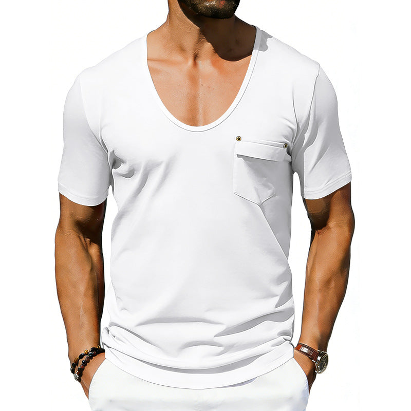 Mens Loose-fitting Casual T-shirt With A Large Collar And Short Sleeves Gronata