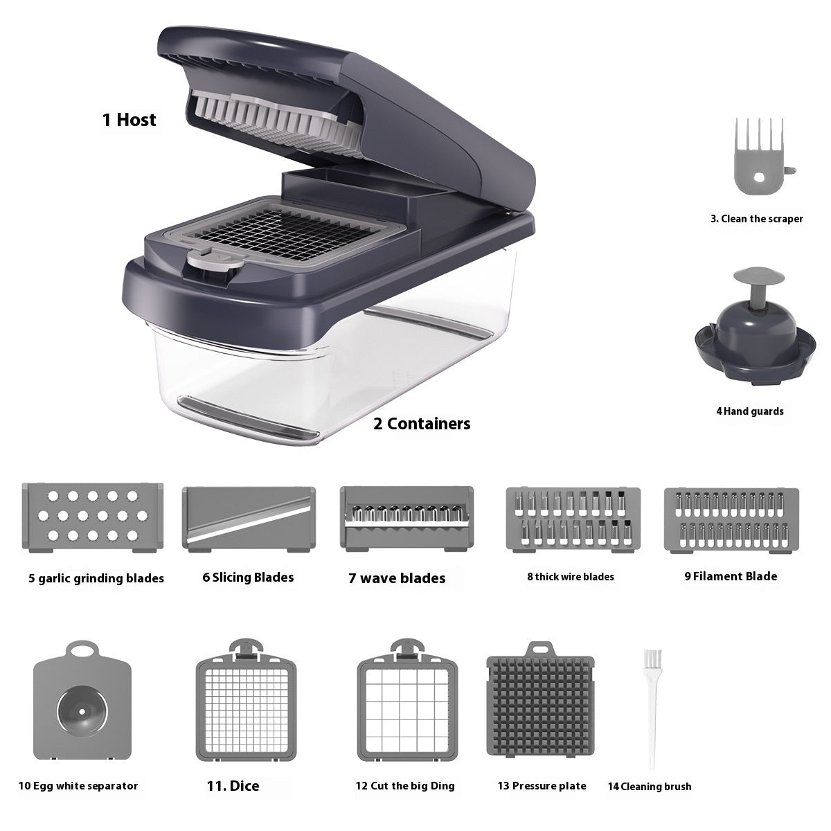 Household Multi-function Vegetable Chopper Kitchen 15-in-one Gronata