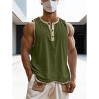 Men's Cotton-Linen Sleeveless Fitness Casual Trendy Tank Top Gronata