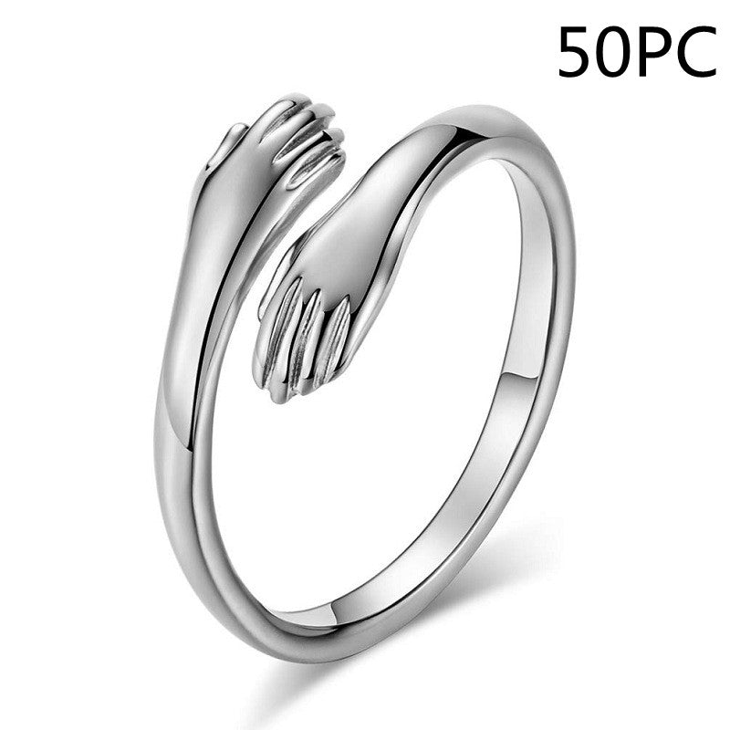 Alloy Simple Hands Hug Ring Opening Adjustable Jewelry Gronata