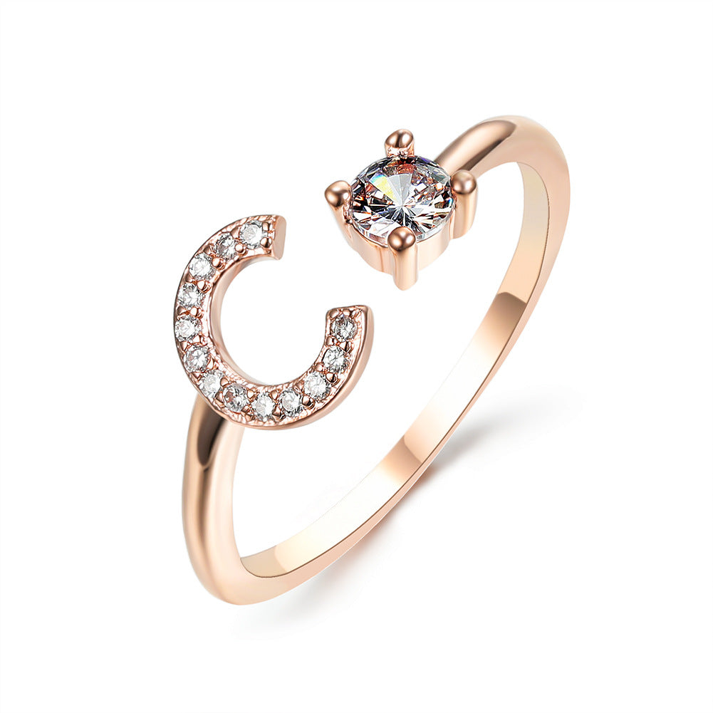 New Design Adjustable 26 Initial Letter Ring Fashion Jewelry For Women Simple Elegant Jewelry Gronata