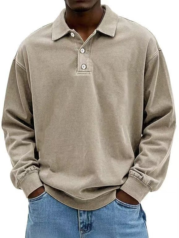 Fall Men's Long Sleeve Polo Shirts Casual Breathable Comfortable Tees Shirt Solid High Quality Sweatshirt Male T-Shirt Gronata