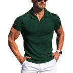 Polo Shirt Lapel V-neck Vertical Striped Short Sleeve Men's T-shirt Gronata