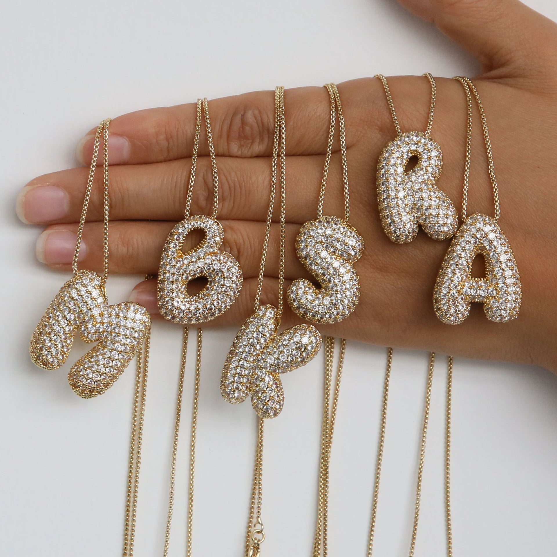 Bubble Initial Diamond Necklace Gronata