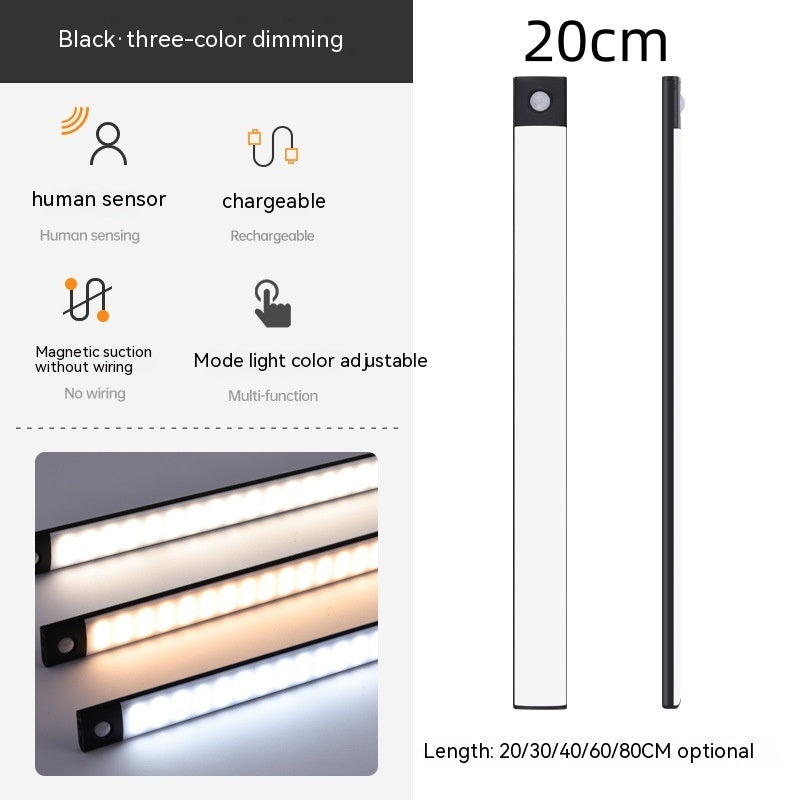 Smart Infrared Sensor Lamp Wireless Magnetic Long Cabinet Light With Rechargeable Hallway Wardrobe Gronata