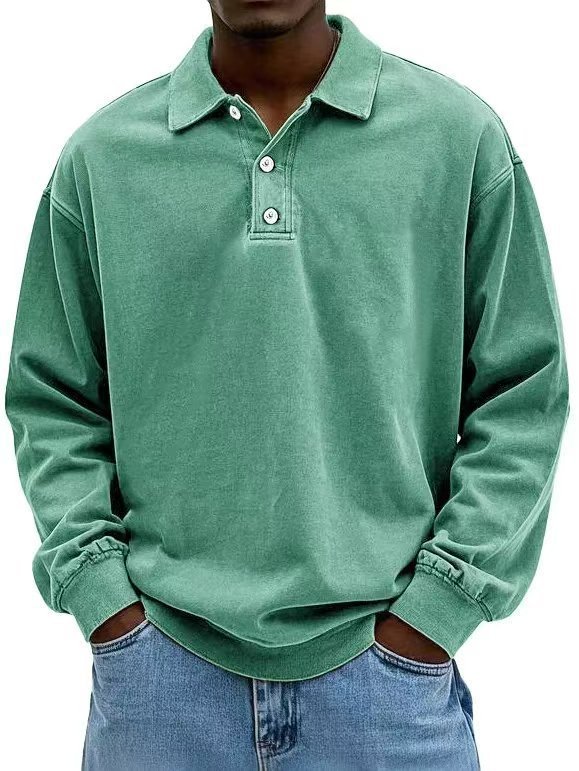 Fall Men's Long Sleeve Polo Shirts Casual Breathable Comfortable Tees Shirt Solid High Quality Sweatshirt Male T-Shirt Gronata