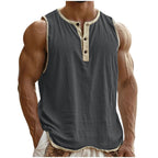 Men's Cotton-Linen Sleeveless Fitness Casual Trendy Tank Top Gronata