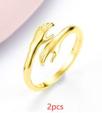 Alloy Simple Hands Hug Ring Opening Adjustable Jewelry Gronata