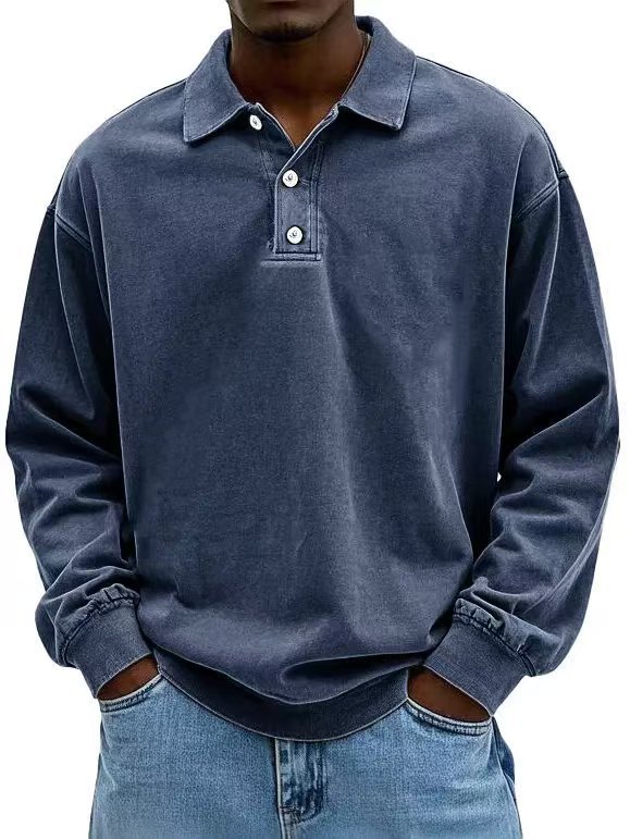 Fall Men's Long Sleeve Polo Shirts Casual Breathable Comfortable Tees Shirt Solid High Quality Sweatshirt Male T-Shirt Gronata