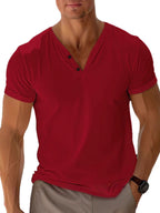 Men's T-shirt Summer Beach Short Sleeve Casual Solid Color Regular Tops Gronata
