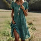 Women's Artistic Ethnic Style Scoop Mid-length Dress Gronata