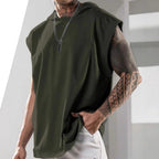 Summer Mens Sleeveless Loose Fitness Hooded Sports Vest Gronata