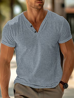 Men's T-shirt Summer Beach Short Sleeve Casual Solid Color Regular Tops Gronata