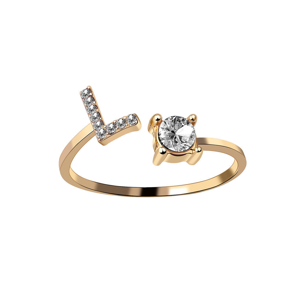 New Design Adjustable 26 Initial Letter Ring Fashion Jewelry For Women Simple Elegant Jewelry Gronata