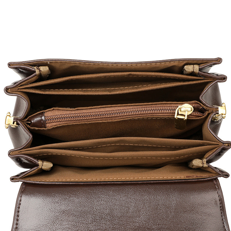 Retro Commuter PU Soft Leather Multi-Compartment Versatile Casual Crossbody Bag Gronata