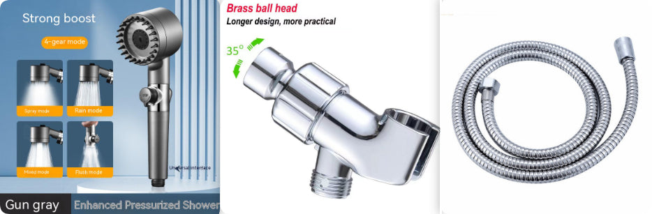 The Third Gear Adjustable Strong Supercharged Shower Head Household Bath Shower Hose Shower Head Gronata