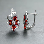 Rose Ring Colorful Flower Drop-shaped Zircon Earrings Gronata