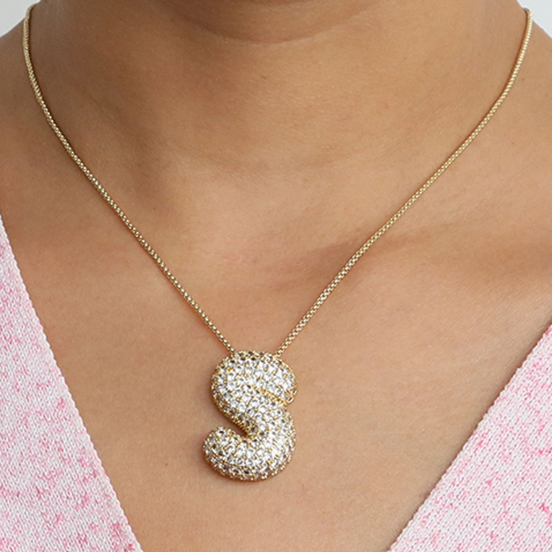 Bubble Initial Diamond Necklace Gronata