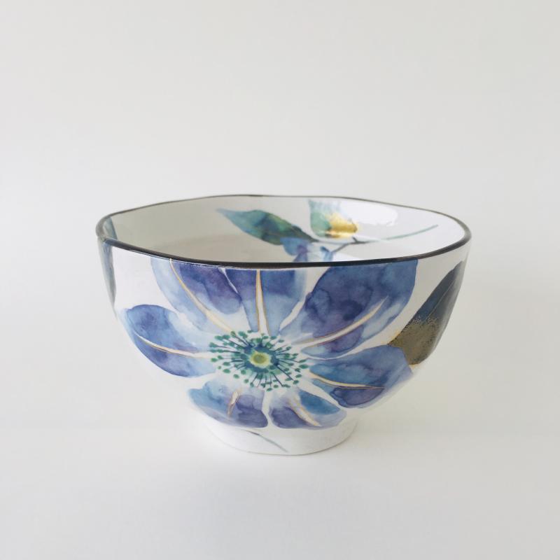 Japanese Mino-yaki Handmade Home Multicolored Ceramic Rice Bowl Soup