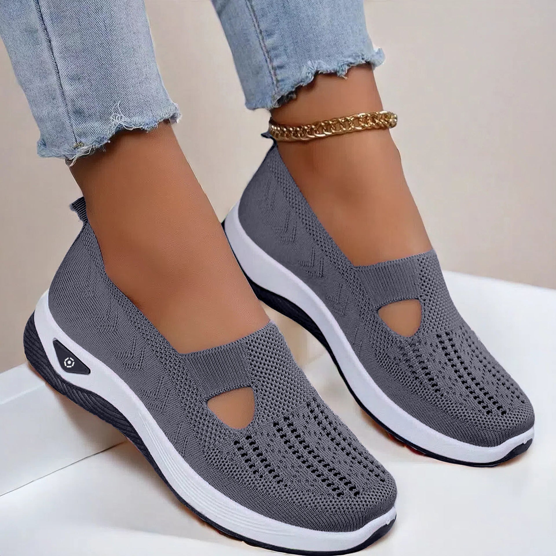 Mesh Flats Shoes Fashion Breathable Non-slip Soft Bottom Casual Shoes For Women Gronata