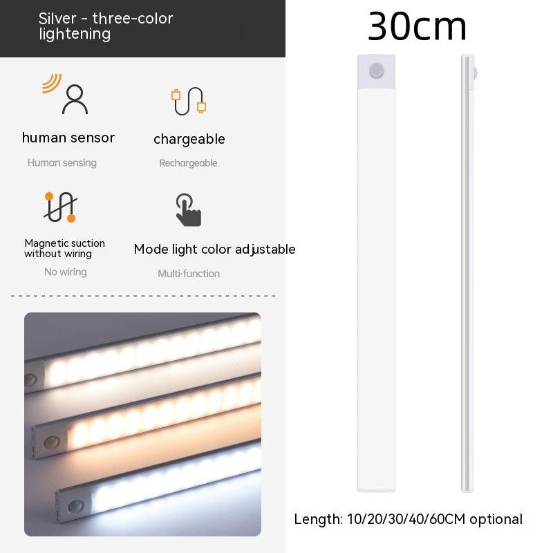 Smart Infrared Sensor Lamp Wireless Magnetic Long Cabinet Light With Rechargeable Hallway Wardrobe Gronata