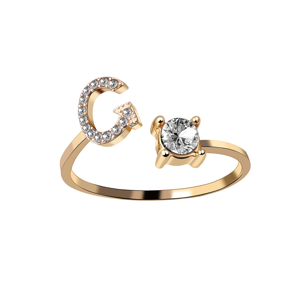 New Design Adjustable 26 Initial Letter Ring Fashion Jewelry For Women Simple Elegant Jewelry Gronata