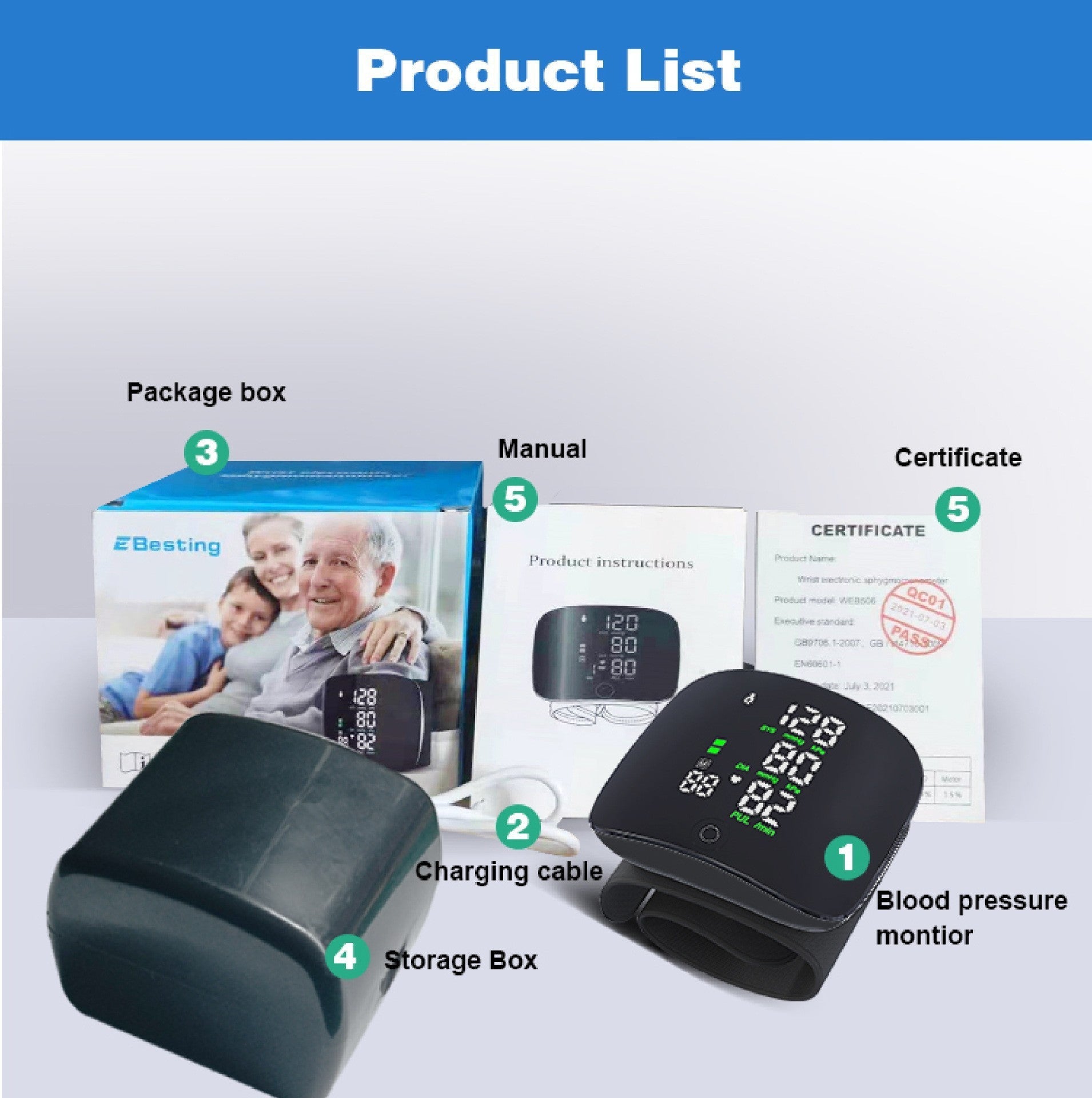 Wrist Sphygmomanometer Rechargeable Blood Pressure Meter Wrist Blood Pressure Eter Smart Touch Screen Blood Pressure Meter Household Electronics Gronata