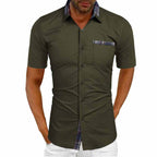 Men's Short Sleeve Contrast Fashion Button-Up Shirt Gronata