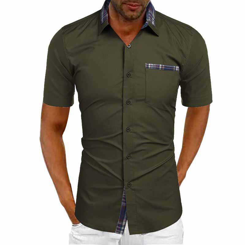 Men's Short Sleeve Contrast Fashion Button-Up Shirt Gronata