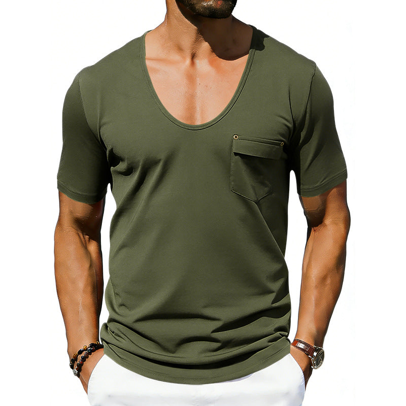 Mens Loose-fitting Casual T-shirt With A Large Collar And Short Sleeves Gronata