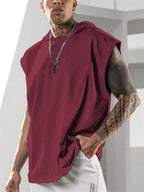Summer Mens Sleeveless Loose Fitness Hooded Sports Vest Gronata